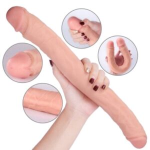 14 inch Double Headed Dildo Very Long Dual Sided Ended Dildo Penetration Lambskin Anal Snake Dildo For Men, Prostate Dildo