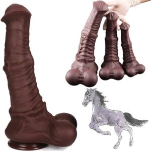 Gienocy Furry Dildo Huge 3 Sizes Realistic Silicone Horse Animal Dildos Anal Plug Buttplug Dildo with Suction Cup and Lifelike Texture Fantasy Big Fake Penis Sex Pleasure Adult Toys for Men Women Couple (M)