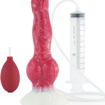 Heuceo Silicone Realistic Squirting Dog Wolf Dildo with Suction Cup, Animal Dildos Thick Knot Ejaculating Prostate G-Spot Stimulation Anal Plug Buttplug Adult SM Sex Toy for Beginner Women Men Couples