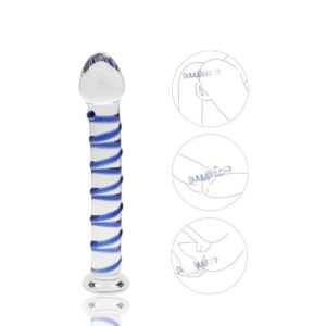 Glass Dildo, 7.67 inch Crystal Anal Butt Plug Unisex Pleasure Wand for Men Women