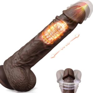 9 Inch Dildo Heating Dildo Black Thrusting Rotating Dildo That Moves, Automatic Electric Dildo Lifelike Vibrating Dildo with Suction Cup G-spot Silicone Dildo Adult Sex Toys for Women Couple