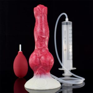 Lifelike Squirting Dildo Wolf Animal Dildos with Suction Cup Ejaculating Silicone Dog Dildo Adult Sex Toys for Women 8Inches