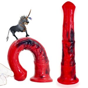Realistic Horse Dildo 12inch Long Animal Dildos Silicone Red Anal Plug Dildo Adult Toys for Men Women Couple(Red)