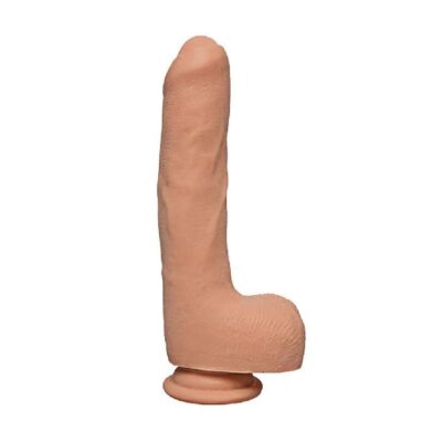 Doc Johnson The D - Uncut D - 9 Inch with Balls - ULTRASKYN - 8" Long and 2.75" Wide - Strong Suction Cup Base - O-Ring Harness Compatible Dildo, Vanilla