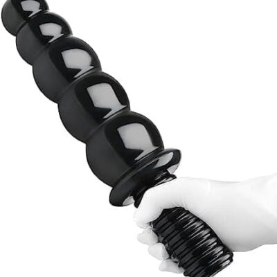 15 Inch Dildo with Handle Huge Anal Beads Butt Plug Dildo for Men, Knotted Huge Anal Toys Prostate Dildo Massager Huge Black Dildo Ribbed Long Anal Dildo G-spot Stimulation Sex Toys