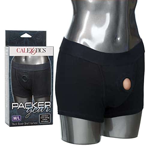 Dildo Shorts - CalExotics Packer Gear Black Boxer Brief Harness – Adult Strap On Sex Toys for Couples