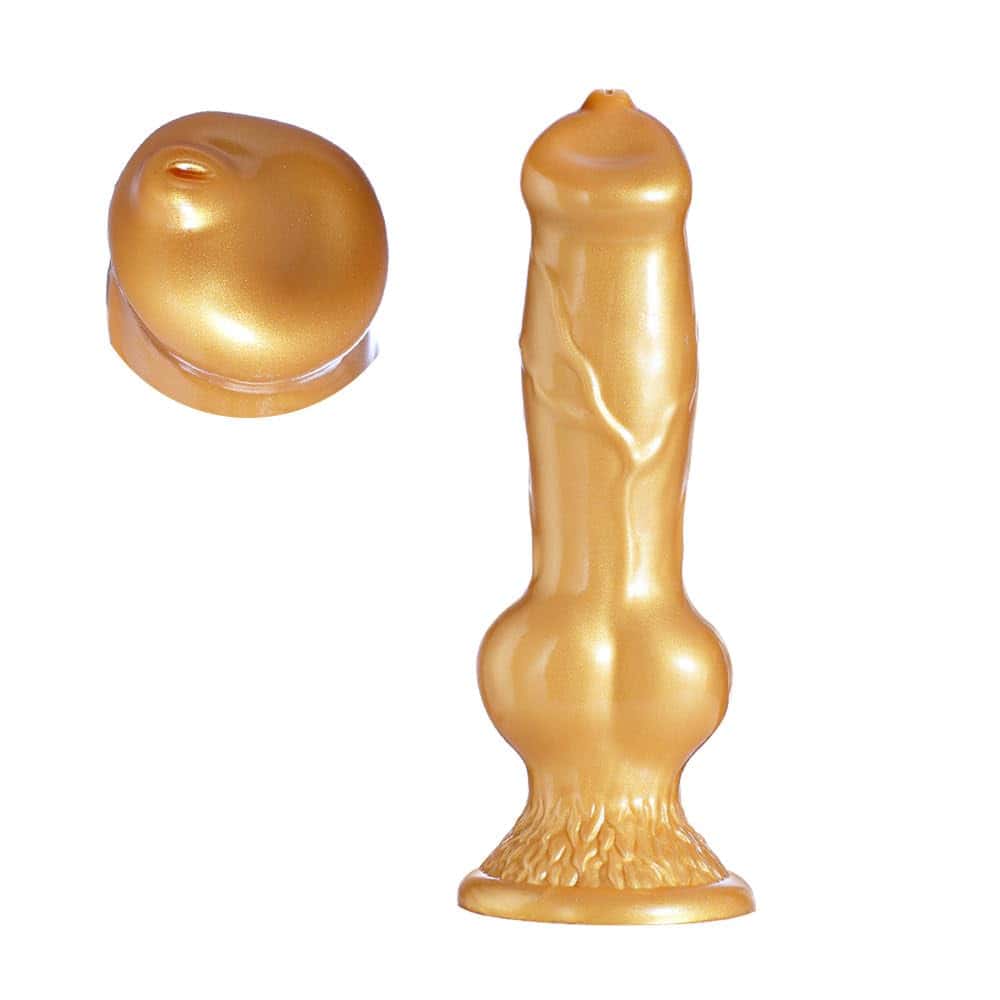 7.6 Inch Realistic Beginner Dildo, Cute Wolf Penis Anal Plug, Sex Toy Alien Wolf Dildo Suction Silicone Small Anal Fantasy Gold Toy for Beginners Male and Female Couples