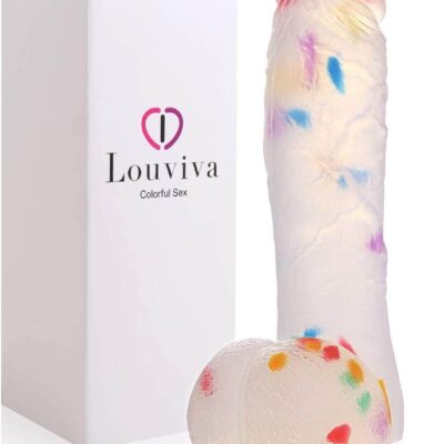 8 Inch Dildo Realistic Clear Silicone Suction Cup Women Sex Toy, Adults Sex Toy for Women/Men/Gay Colorful Dildo
