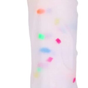 8.2 Inch Confetti Clear Silicone Dildo with Flared Suction Cup Base for Hands-Free Play, Flexible Dildo with Curved Shaft and Balls for Vaginal G-Spot and Anal Prostate…