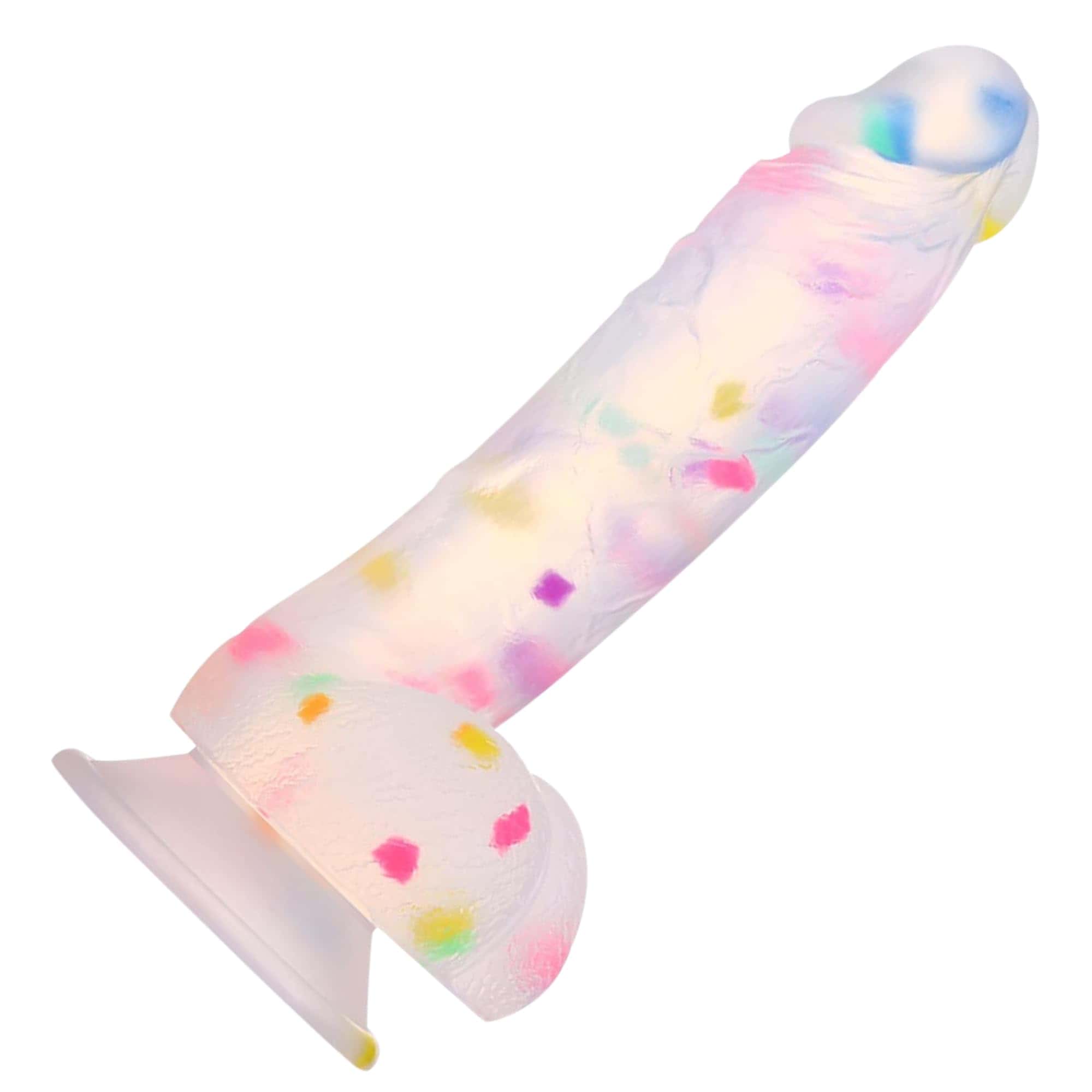 Nirobi Suction Cup Dildo 7+ Inch Adult Sex Toy, Confetti Clear Silicone Flexible Dildo, Women Men and Gay Couples