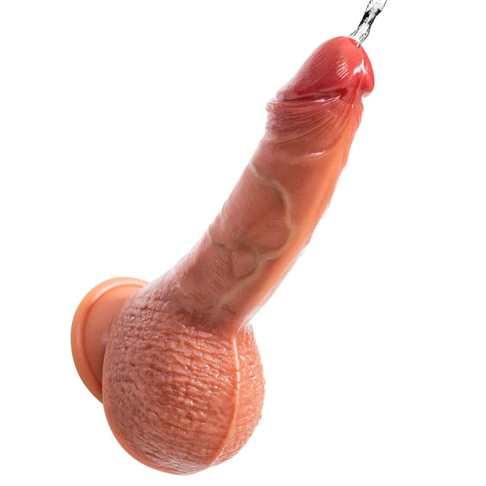 Realistic Dildo 7.8'' Squirting Dildo Like Real Skin,Soft Silicone Anal Dildo with Strong Suction Cup for Beginners Adult Sex Toys for Women Without Pump for One-Handed Use (Light Color)