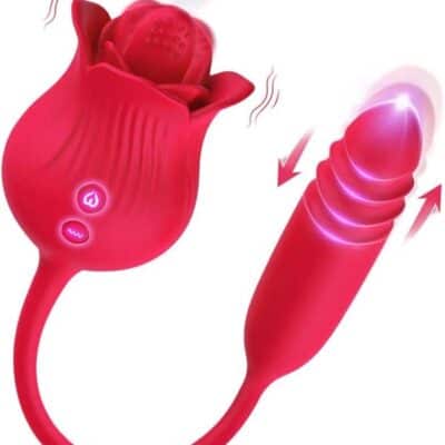 Rose Toy Vibrator for Woman,Clitoral Tongue Vibrator Sex Toys with 10 Speed Modes,G-spot Dildo Rose Nipple Massager Licking Stimulator for Women
