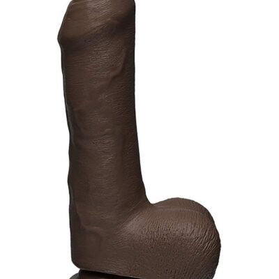 Doc Johnson The D - Uncut D - 7 Inch with Balls - FIRMSKYN - 7" Long and 1.75" Wide - Suction Cup Base - O-Ring Harness Compatible Dildo, Chocolate