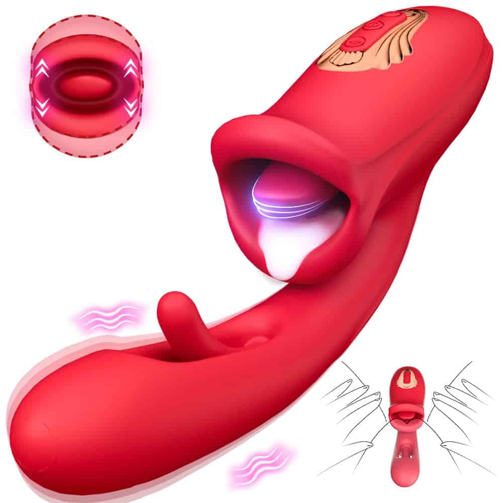 G Spot Vibrator Adult Sex Toys for Women, Tongue Rose Sex Toy Dildo Vibrators Clitoral Stimulator with 10 Licking Sucking 10 Vibration Modes Flapping Clitoral Stimulator Anal Sex toys Couples Sex Toys
