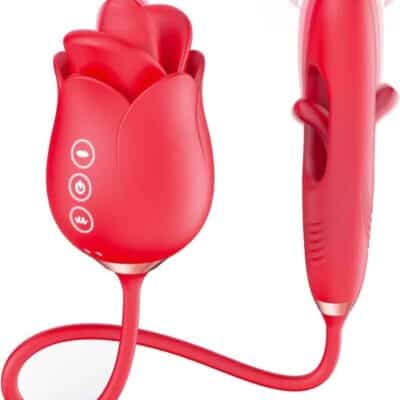Rose Sex Toys G Spot Vibrator - Bszone 4 in 1 Mouth-Shaped Rose Adult Sex Toy Clitoral Stimulator with 10 Tongue Licking & Kissing & Flapping Dildo Vibrators, Nipple Anal Vibrater Toys for Women