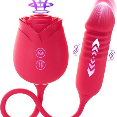 Vibrator Dildo Sex Toys for Women - Uprgraded Rose Sex Toy with Thrusting G Spot Vibrators & 10 Sucking Modes for Clitoral Nipple Stimulation Anal Dildos Adult Sex Toys Games for Couples Sex Machine