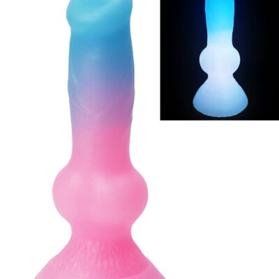 Realistic Dog Dildo Suction Cup Dildo with Knot, 7.4inch Wolf Dildo Luminous Silicone Small Anal Sex Toys for Beginners Women and Couples(Luminous)