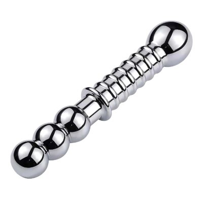Double-Ended Dildo Massage Wand, Metal Anal Probe Butt Plug Anal Beads Prostate Wand Double Dildo Masturbation Adult Sex Toy for Men's Women and Couple (PD-154)