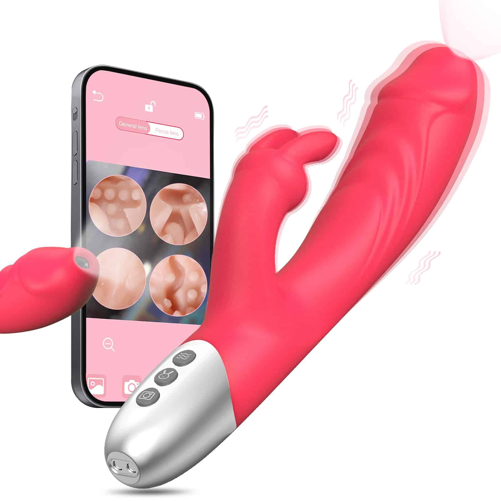 Sex Camera Dildo Rabbit Vibrator Sex Toy for Women, Wireless Visual Adult Toys with Wireless HD Camera, Stimulation Clitoral Nipplea, G-Spot Dildo Vibrator with 6 Vibrations for Pleasure & Body Explore