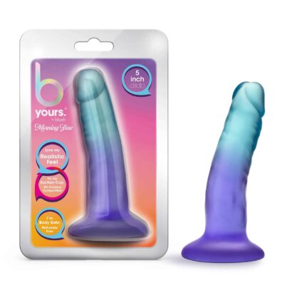 Blush Novelties, B Yours Morning Dew, 5 Inch Length 1.25 Inches Width Realistic Feel Dildo, Sturdy Suction Cup Base and Harness Compatible, Gradient Design, Perfect for Beginners, Sex Toy for Him Her