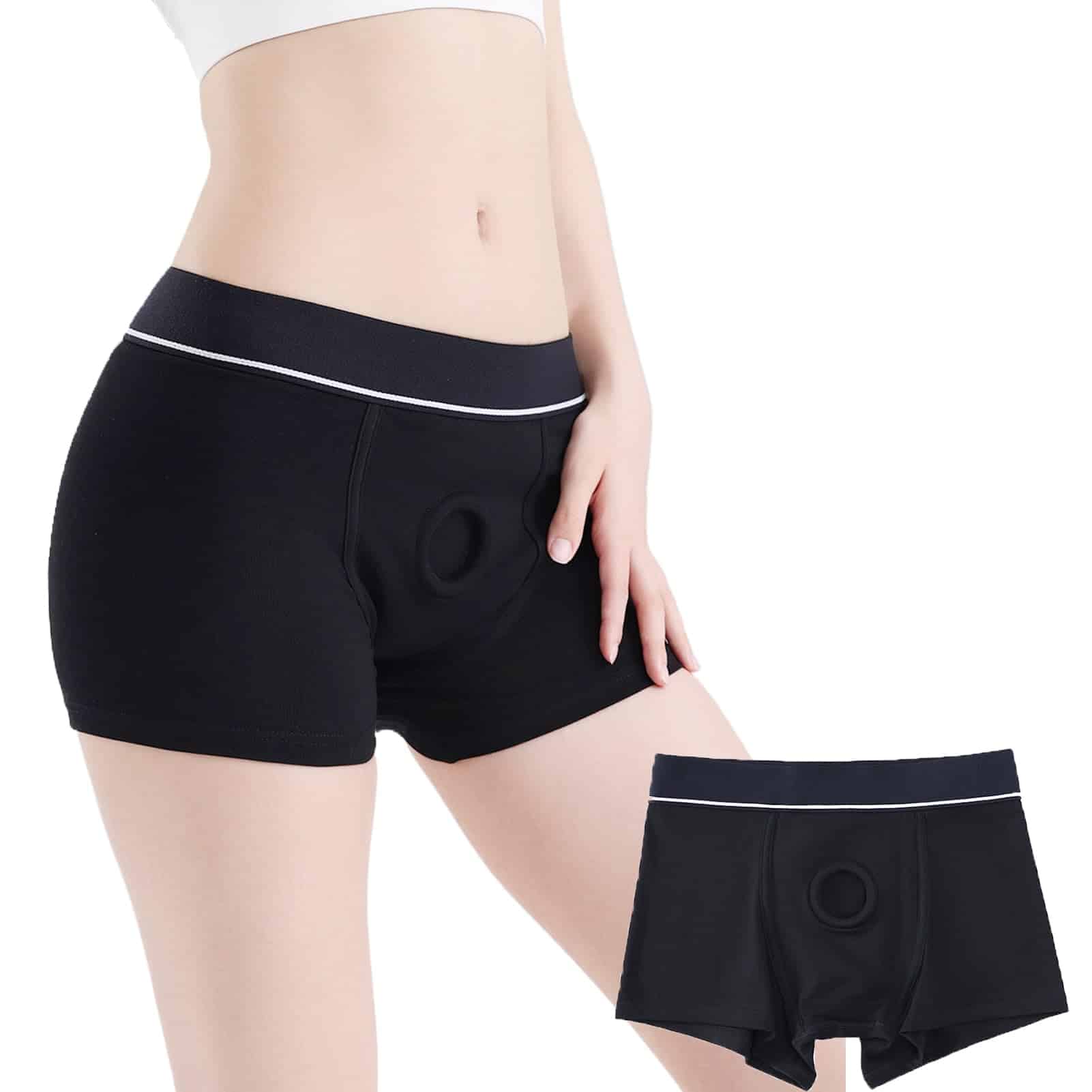 hilariouslove Strap Strapless Underwear Boxers Brief Black