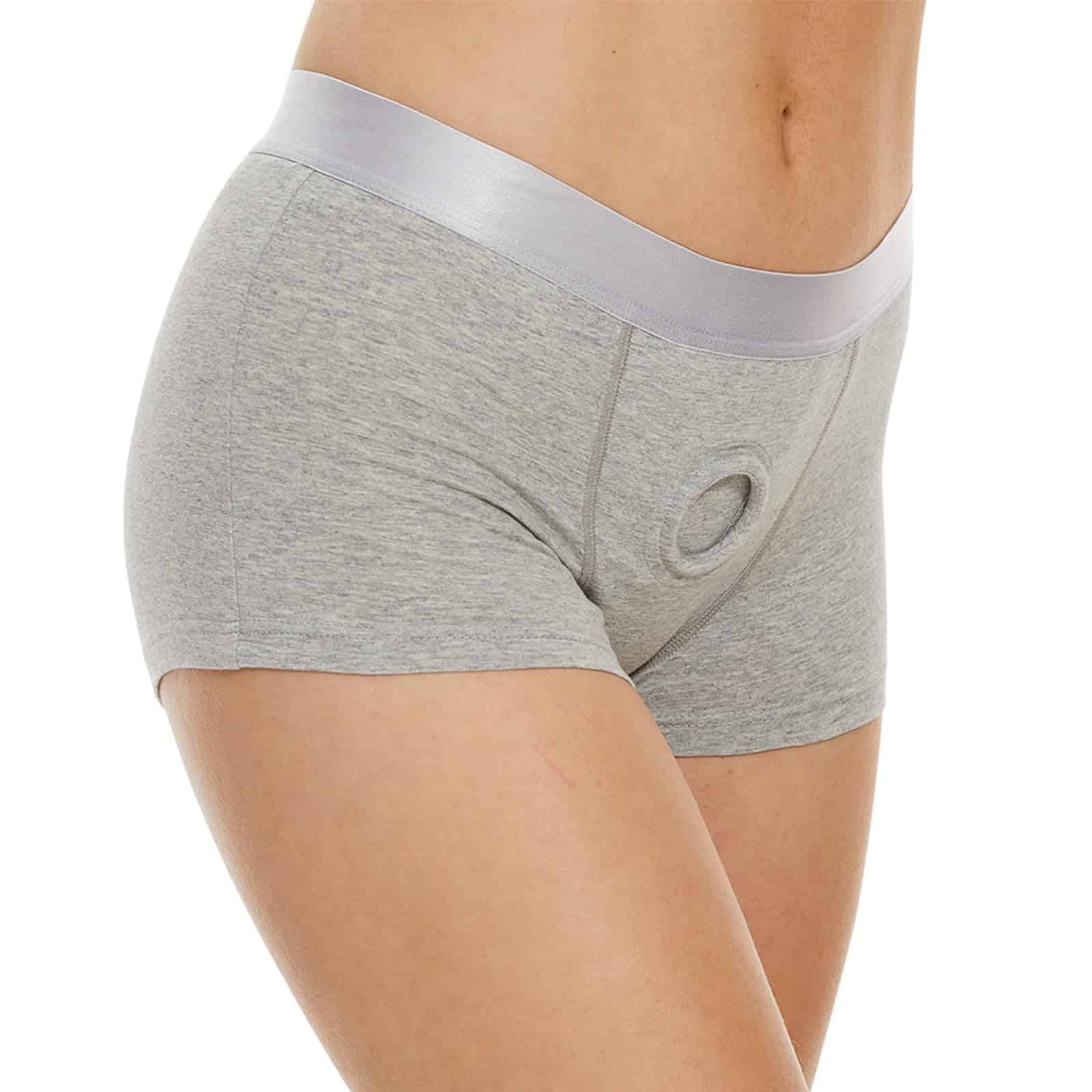 Slippie Harness Panties Strapless Strap On Boxer Briefs Underwear for Men Women Couples Unisex Briefs Panties Grey