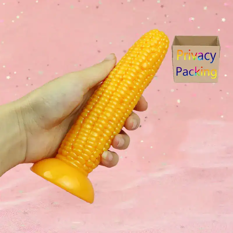 6 Inch Corn Cob Dildo Plug Yellow Dildo Ribbed Sex Toys, Knobs Anal Vagina Plug, Soft Odorless Silicone , Particle Surface Vagina Stimulate